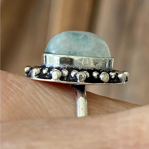 Handmade Size 5.5 Gorgeous Fiery Green Moonstone 925 Sterling Silver Ring - Picture 2 of 5